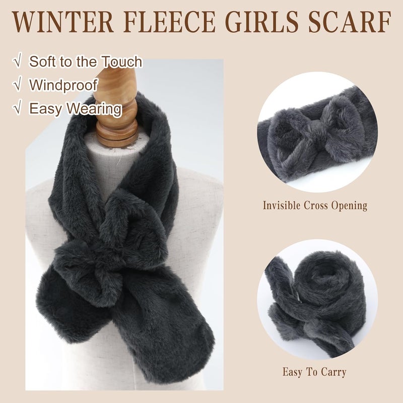 YATANAM Girls Scarf Fuzzy Fleece Kids Scarves Winter Warm Scarf Toddler Adjustable Soft Neck Warmer - Image 3